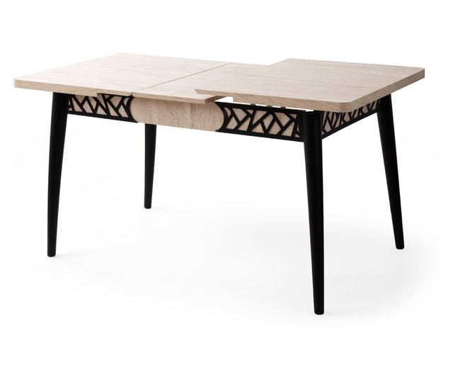 Proširivi blagovaonski stol 527, travertin, crni