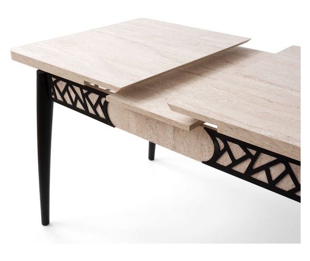 Proširivi blagovaonski stol 527, travertin, crni