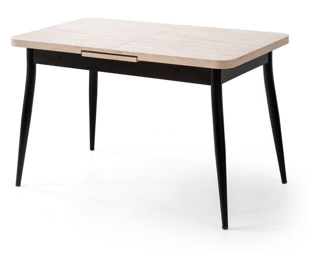 Proširivi blagovaonski stol 497, Travertin, crna