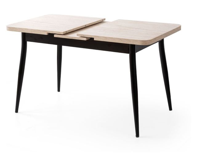 Proširivi blagovaonski stol 497, Travertin, crna