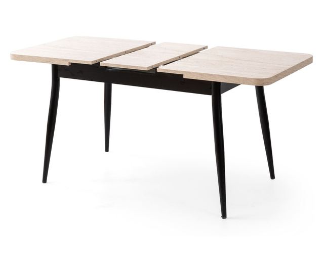 Proširivi blagovaonski stol 497, Travertin, crna