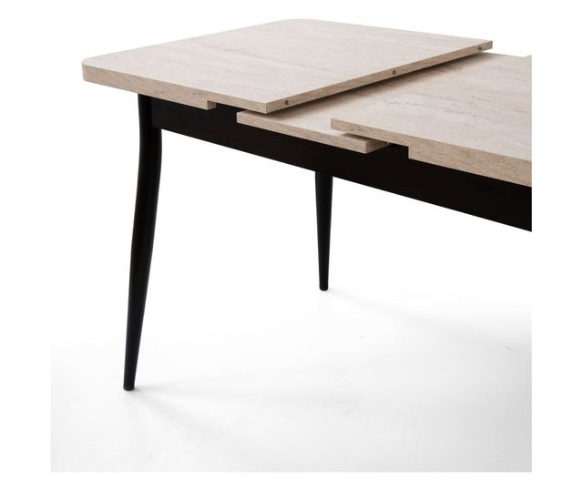 Proširivi blagovaonski stol 497, Travertin, crna