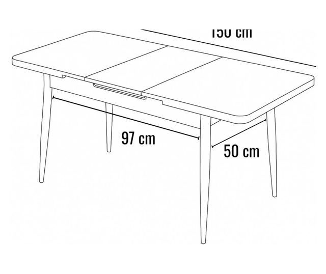 Proširivi blagovaonski stol 497, Travertin, crna
