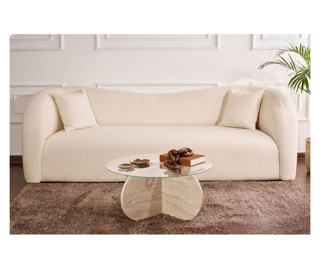 Kavna miza 640, Travertin, Prozorna