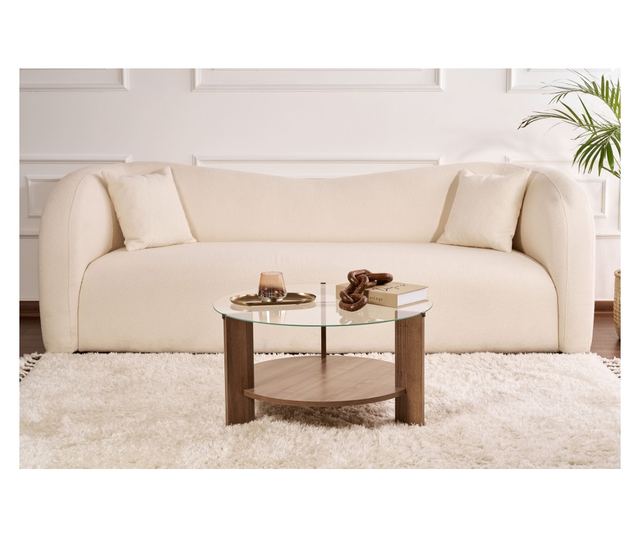 Măsuță de cafea 695, Nuc, Transparent