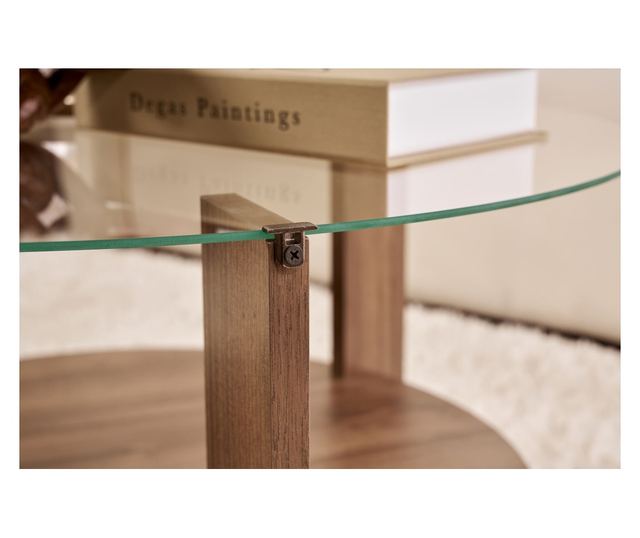 Măsuță de cafea 695, Nuc, Transparent