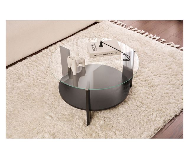 Kavna miza 671, les črna, prozorna