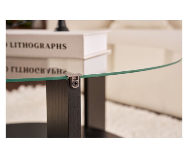 Kavna miza 671, les črna, prozorna