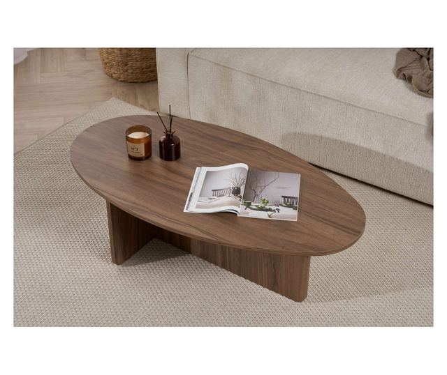 Hannah Home Orba Dió színű dohányzóasztal, 100% melamin forgácslap 18 mm, 120x40x65 cm