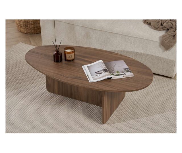 Hannah Home Orba Dió színű dohányzóasztal, 100% melamin forgácslap 18 mm, 120x40x65 cm