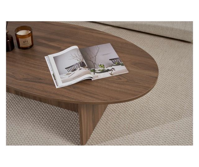 Hannah Home Orba Dió színű dohányzóasztal, 100% melamin forgácslap 18 mm, 120x40x65 cm