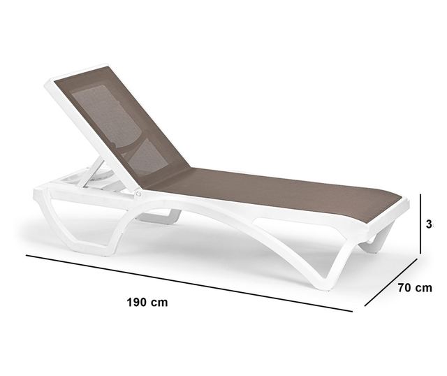 Ležalnik 684, bela, taupe