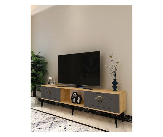 TV regal 616, safirni hrast, antracit