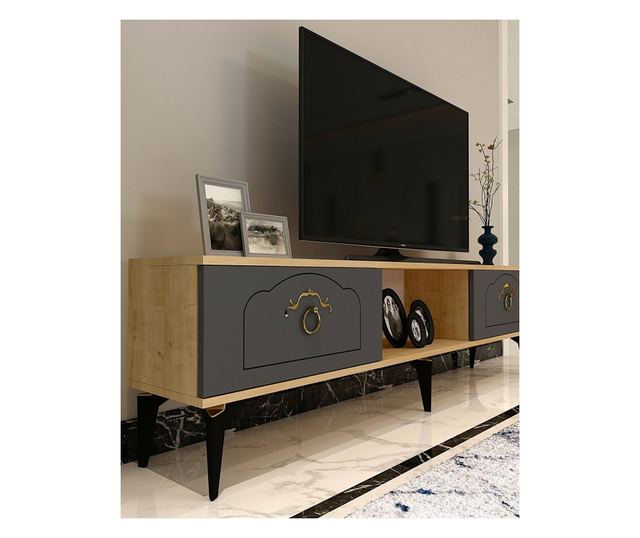 TV regal 616, safirni hrast, antracit