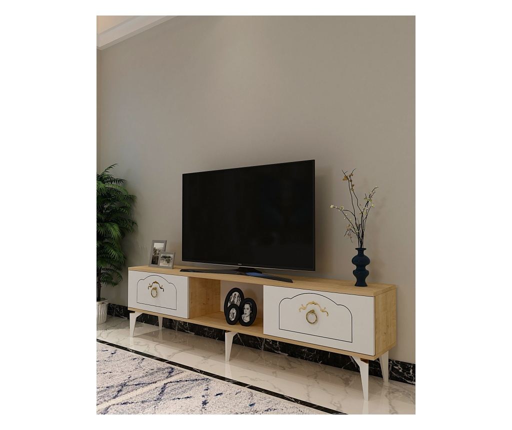 TV regal 623, safirni hrast, bela - 2