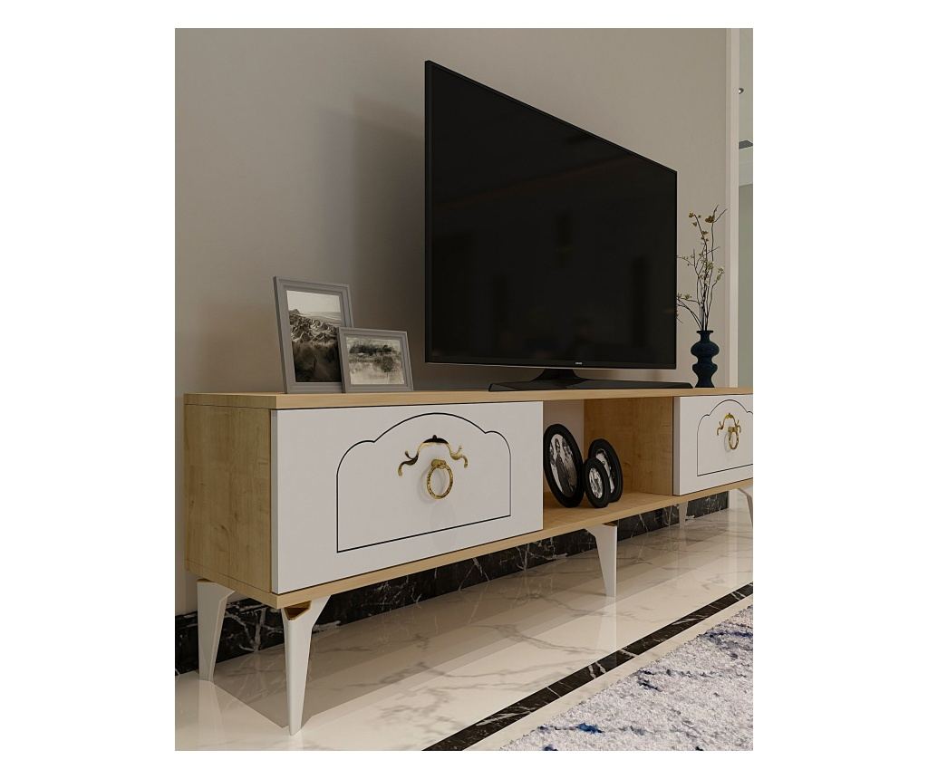 TV regal 623, safirni hrast, bela - 3