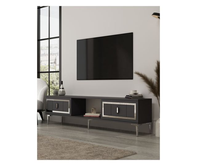 TV regal 221, antracit, srebrn