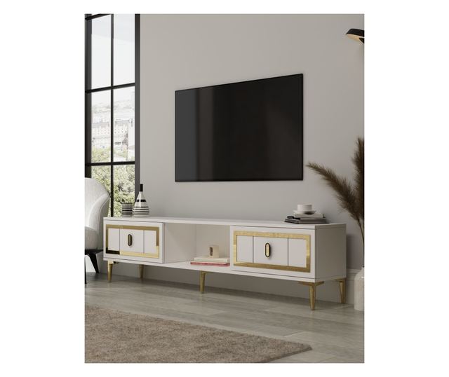 TV regal 238, bela, zlata