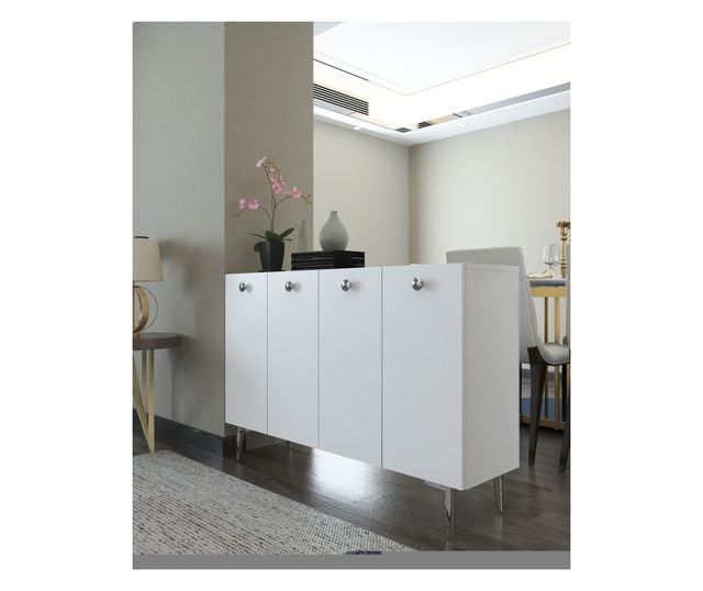 Konzola 392, bela, srebrna