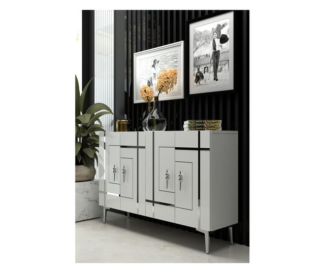 Konzola 316, bela, srebrna