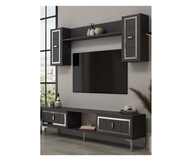 TV regal 429, antracit, srebrn