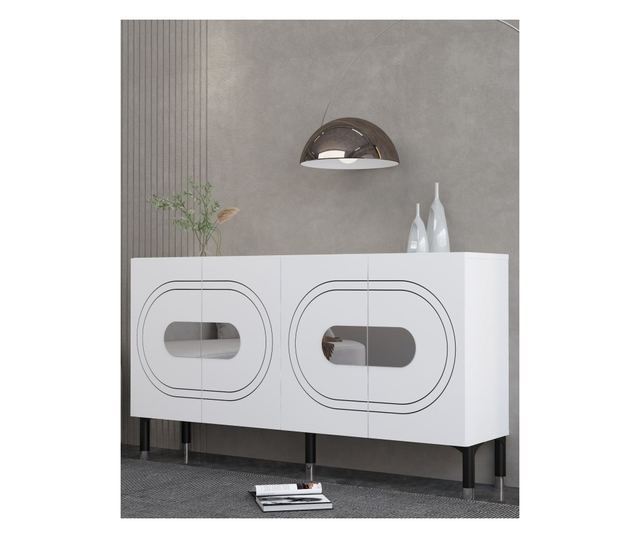 Konzola 736, bela, srebrna