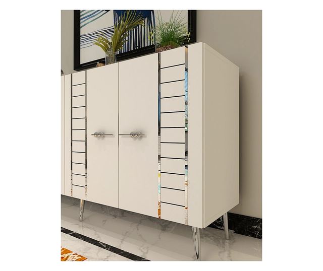 Konzola 111, bela, srebrna