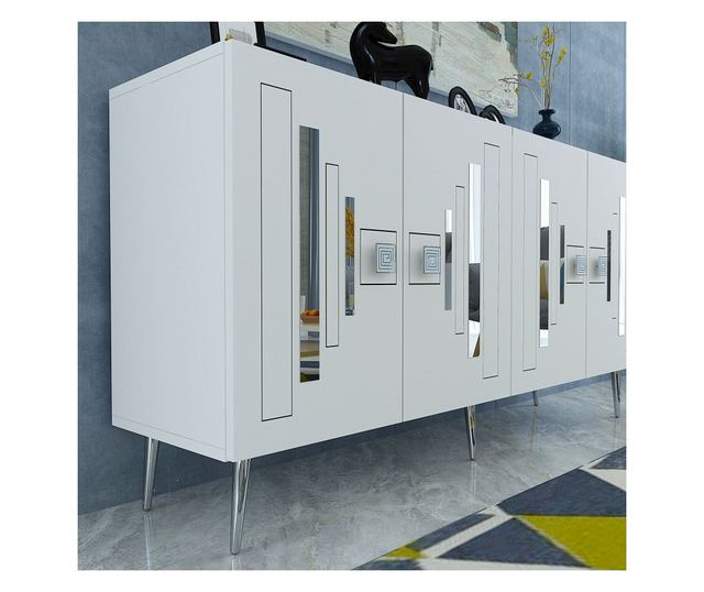 Konzola 210, bela, srebrna