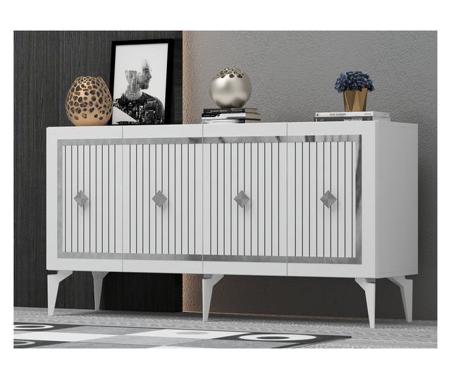 Konzola 859, bela, srebrna