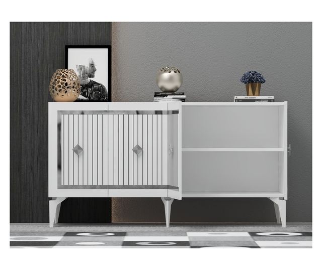 Konzola 859, bela, srebrna