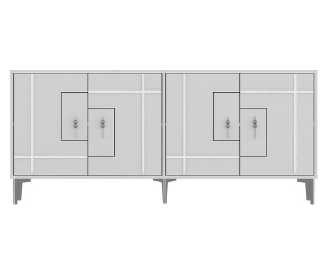 Konzola 047, bela, srebrna