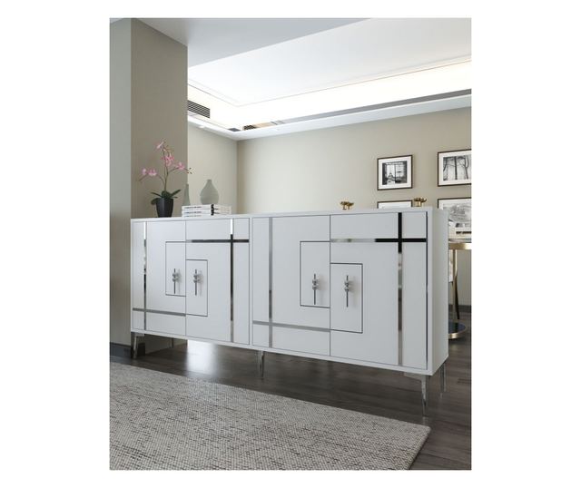 Konzola 047, bela, srebrna