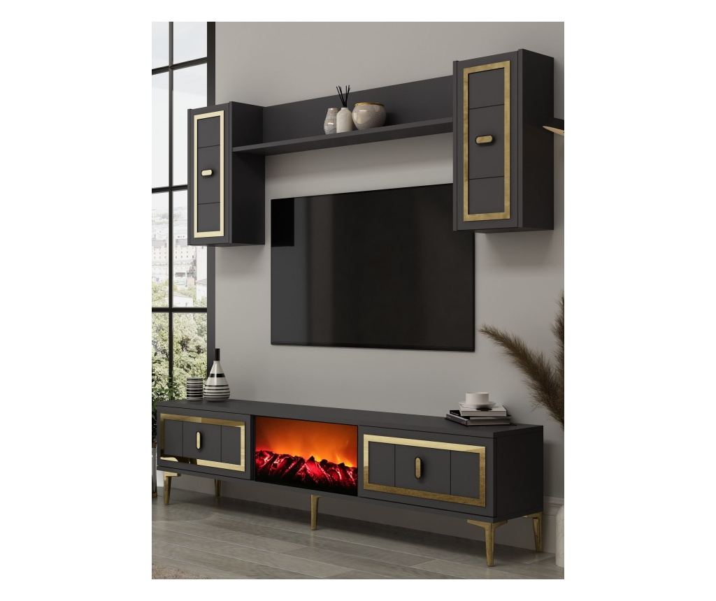 TV regal 542, antracit, zlata - 2