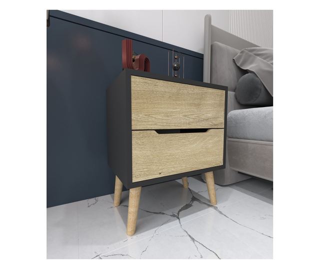 Nočna omarica 246, antracit, safirni hrast