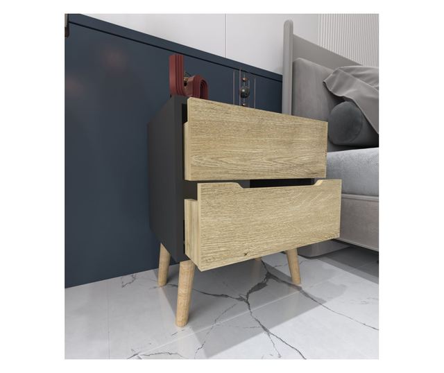 Nočna omarica 246, antracit, safirni hrast