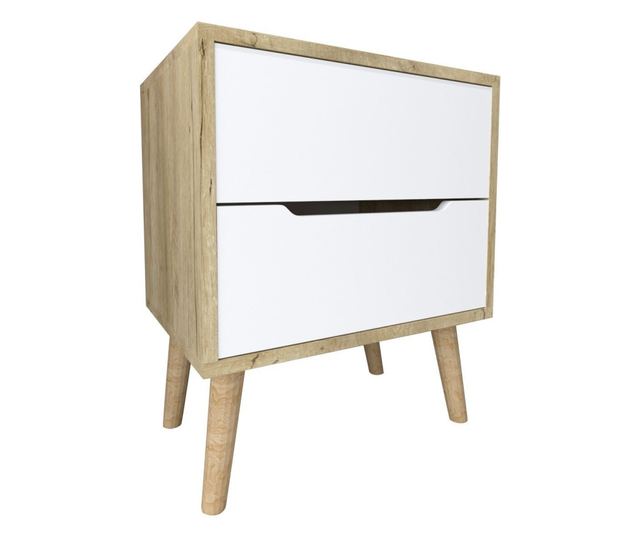 Nočna omarica 260, safirni hrast, bela