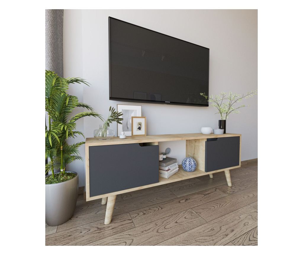 TV regal 208, safirni hrast, antracit - 2
