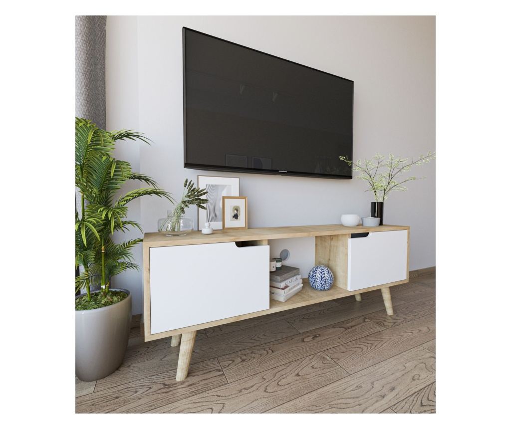 TV regal 215, safirni hrast, bel - 3