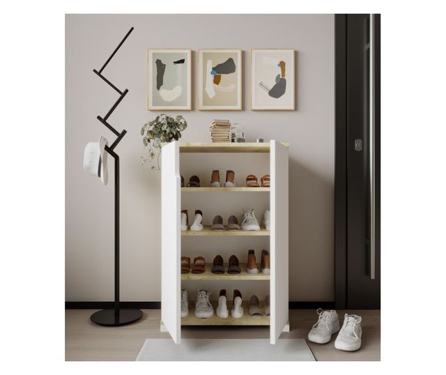 Obežni omarici 669, safirni hrast, bela