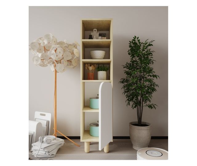 Večnamenska omara 690, safirni hrast, bela