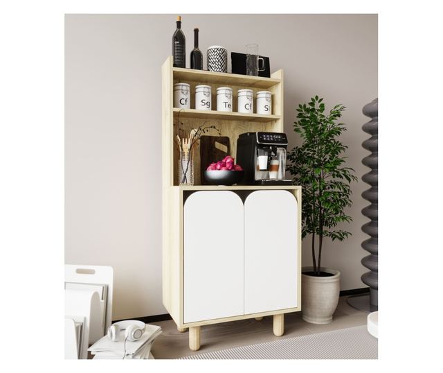 Večnamenska omara 744, safirni hrast, bela