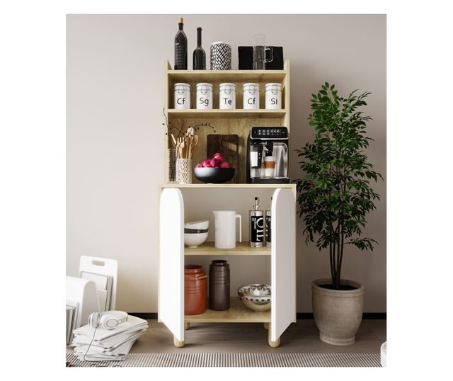 Večnamenska omara 744, safirni hrast, bela