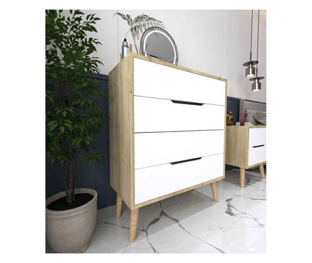 Komoda 291, Safirni hrast, bela