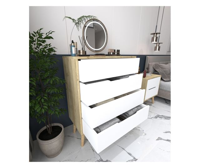 Komoda 291, Safirni hrast, bela