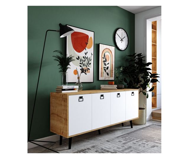 Konzola 829, safirni hrast, bela