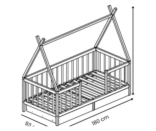 Hiška postelja 400, naravna