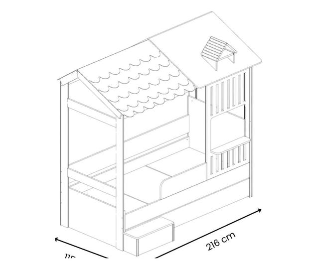 Hiška postelja 301, roza