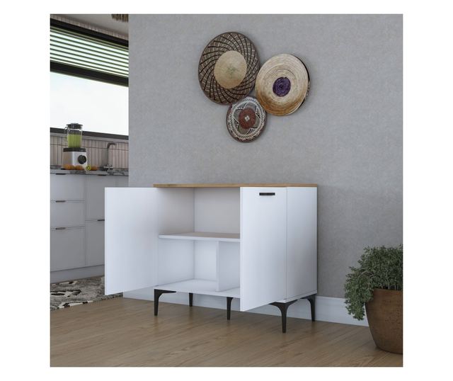 Kavna polica 651, oreh, bela