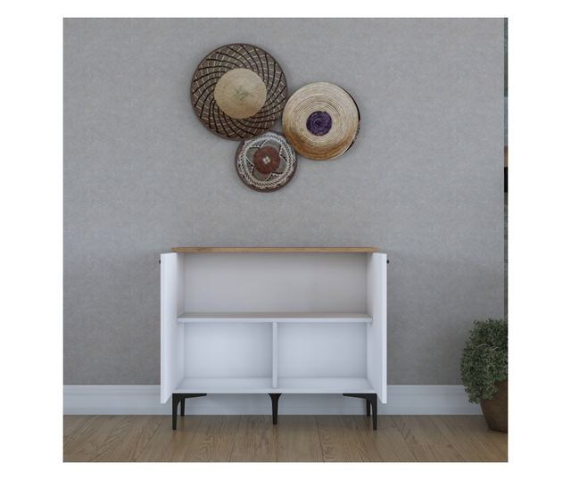 Kavna polica 651, oreh, bela