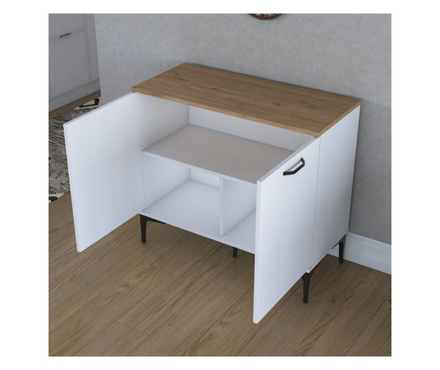 Kavna polica 651, oreh, bela